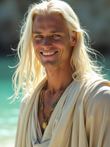 The Serene Young Man with Piercing Blue Eyes