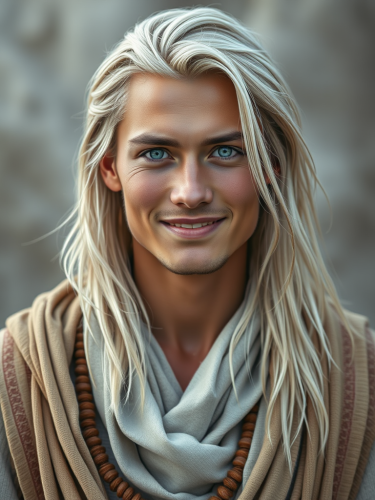 The Serene Young Man with Tribal Aura