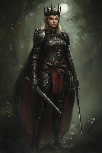 The Shadow Princess in Black Armor and Cape