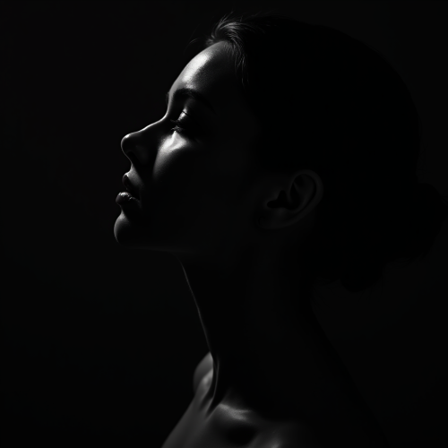 The Silhouette of a Beautiful Woman in Dim Light