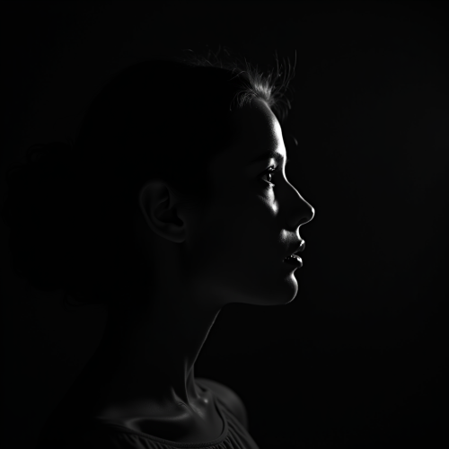 The Silhouette of a Graceful Woman in Dim Light