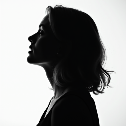 The Silhouette of a Young Caucasian Woman