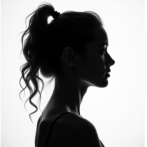 The Silhouette of a Young Caucasian Woman