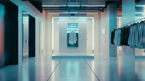 The Simple White Clothes Store with LED Screens.