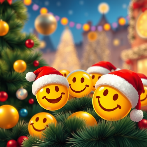 The Smiley Emojis Celebrating Christmas