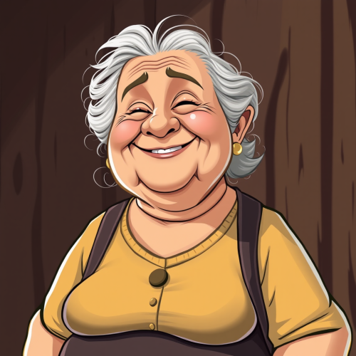 The Smiling Cartoon of an Old Overweight Lady