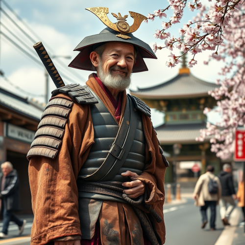 The Smiling Samurai's Return from Battle