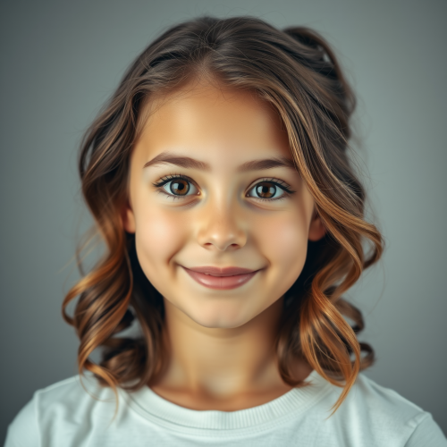 The Smiling Teenage Girl in Studio Portrait