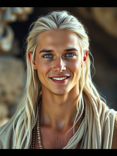 The Smiling Young Man with Platinum Blonde Hair