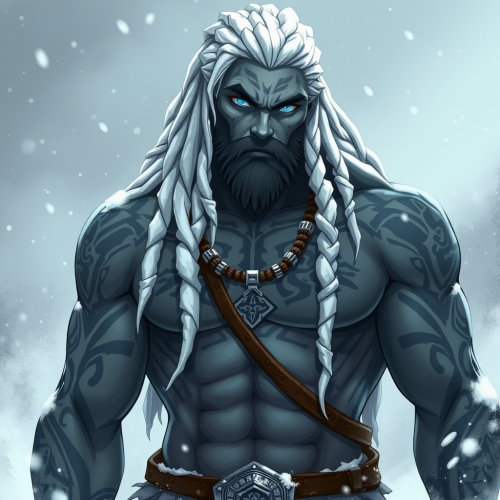 The Snowy Nordic Giant, Goliath with Blue Tattoos