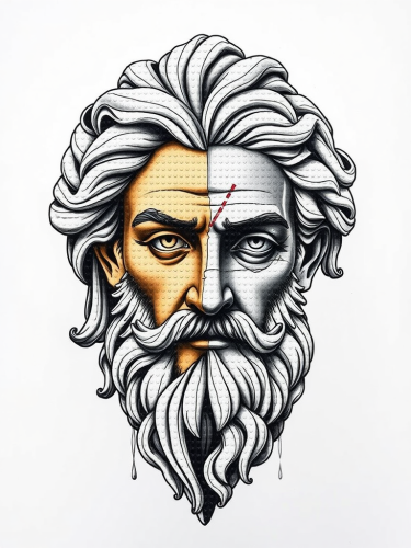 The Surrealist Zeus Tattoo with Dali and Pixels