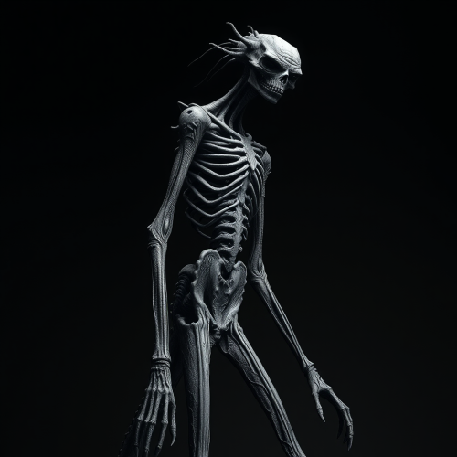 The Tall Cosmic Horror Creature in Black & White