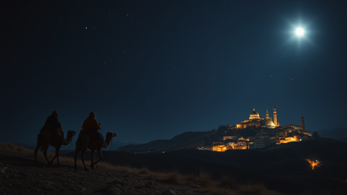 The Three Wise Men Journeying Towards Bethlehem