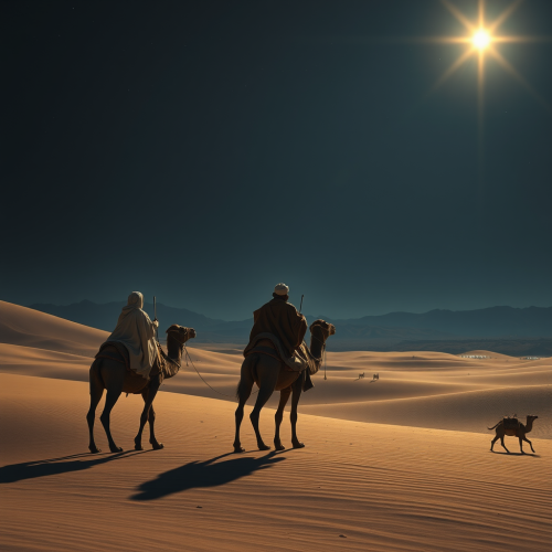 The Three Wise Men Journeying Under Starlit Desert