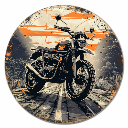 The Triumph Scrambler Motorcycle Logo on Dirty Road