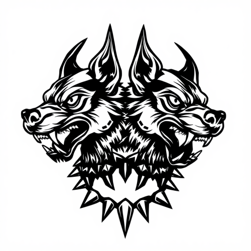 The Two-Headed Cerberus Tattoo Stencil Design