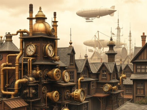 The Victorian Town with Steampunk Airships