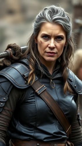 The Weathered Warrior Woman with Sword and Scars