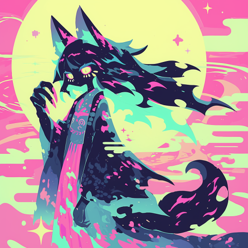 The Werewolf Girl's Ghost Costume against Pastel Sky