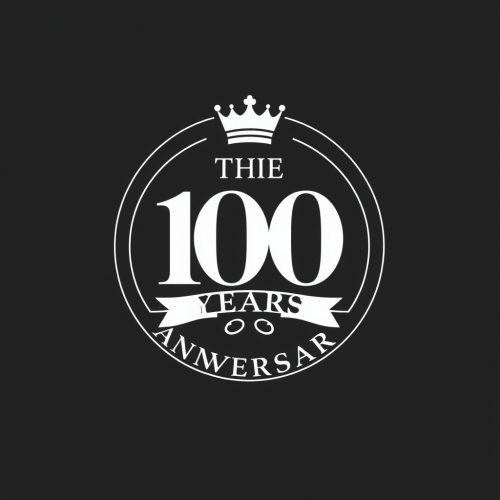The White 100 Years Anniversary Crest Logo