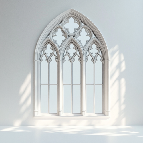 The White Gothic Window with Detailed Design