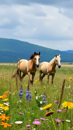 The Wild Horses Among Wild Flowers