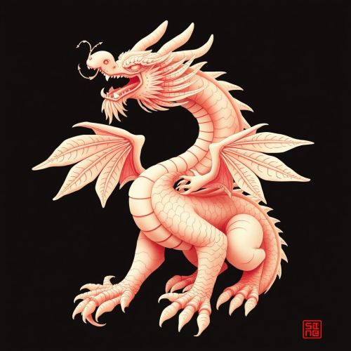 The Winged Chinese Dragon with Leafy Fins