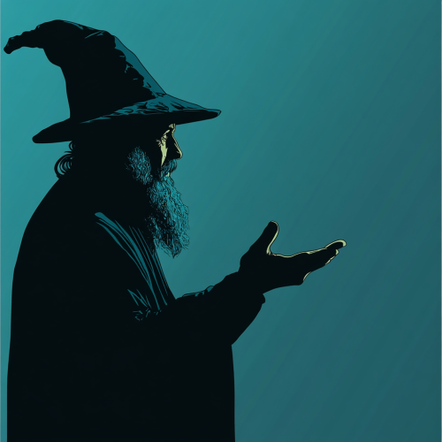 Vector silhouette of a traditional wizard