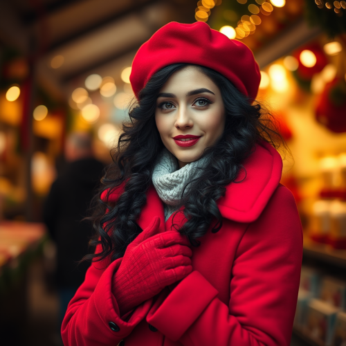 The Woman in Red at Bernard's Christmas Market