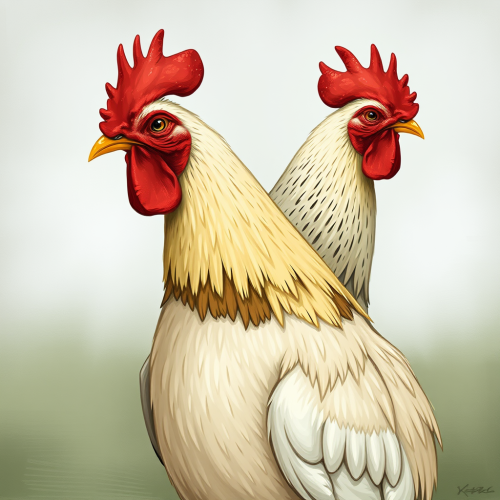 The chicken man and his chicken friend.