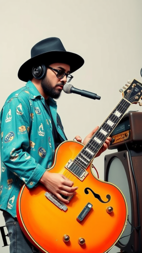 The funky music makes colorful dancing shapes.