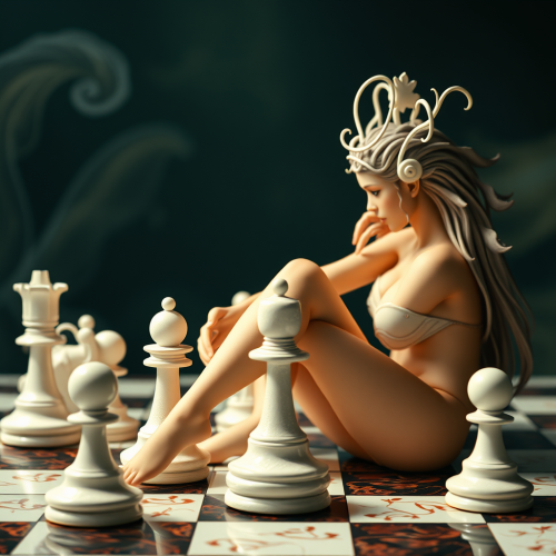 The majestic white chess queen in dreamy art.