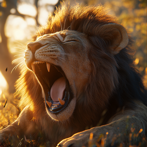 The male lion waking up from a nap The male lion waking up from a nap