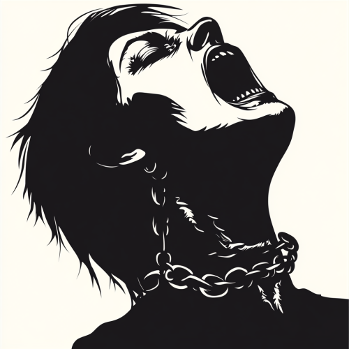 The screaming horror woman with chain - vector art