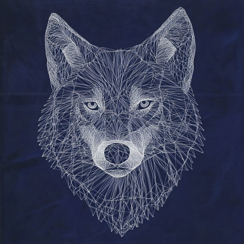 Thread wolf head in MC Escher style