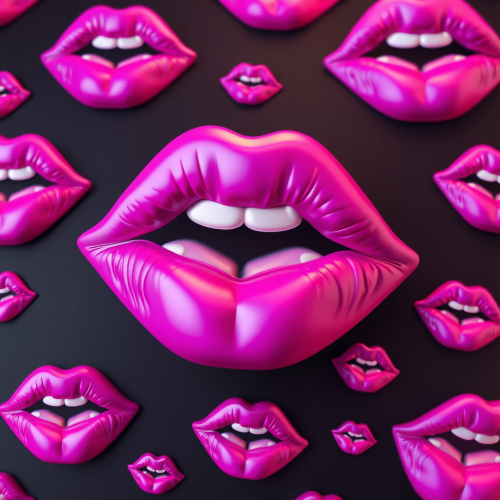 Three-Dimensional Fuchsia Lips on Black Background