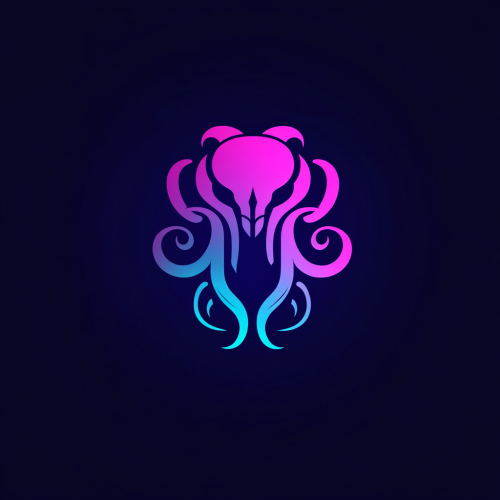 Three-Headed Hydra Logo in Symmetrical Cyberpunk Colors