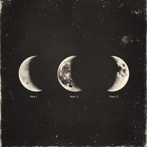 Three Moon Phases in Mystical Setting
