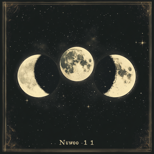 Three Moon Phases in a Mystical Night Sky