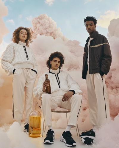 Three People Pose for Vogue Photoshoot in Chic Outfits