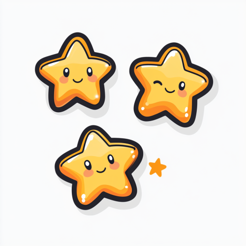 Three Yellow Stars on White Sticker Sheet Three Yellow Stars on White Sticker Sheet