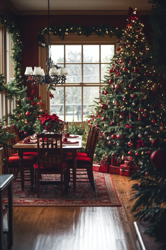 Traditional Christmas Room with Red and Green Decor