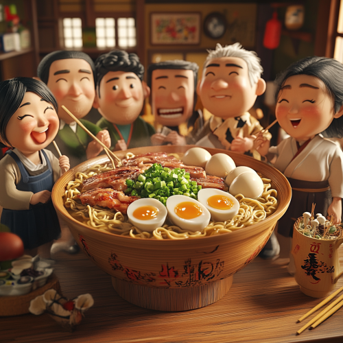 Traditional Japanese Kitchen Gathering over a Ramen Feast