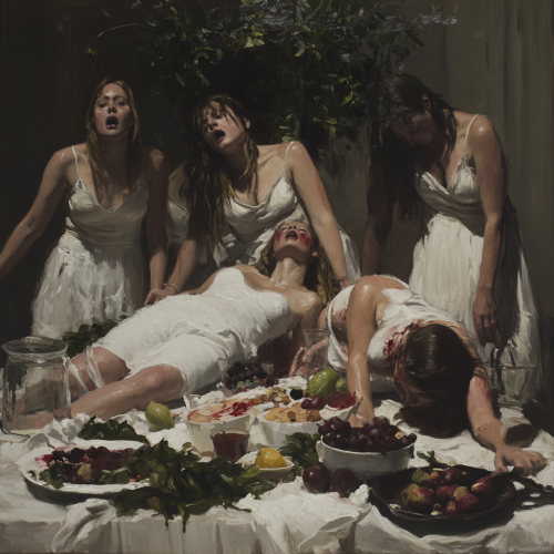 Traditional still life portrait of distraught women