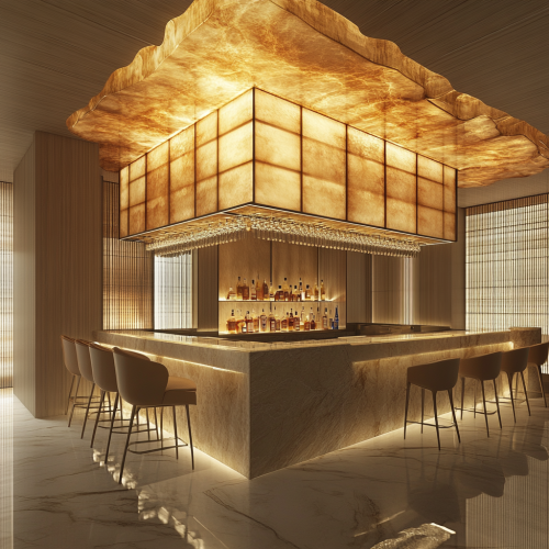 Transformative spa bar design, sleek, elegant, functional.