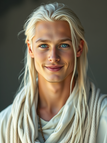 Tribal Young Man with Platinum Blonde Hair