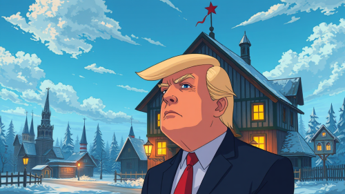 Trump Visiting a Russian Village in Anime