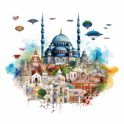 Turkey Tourist Attractions Collage White Background Hagia Sophia Cappadocia Blue Mosque  Turkey Tourist Attractions Collage White Background Hagia Sophia Cappadocia Blue Mosque