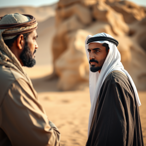 Two Arabs Conversing in 800 AD Desert