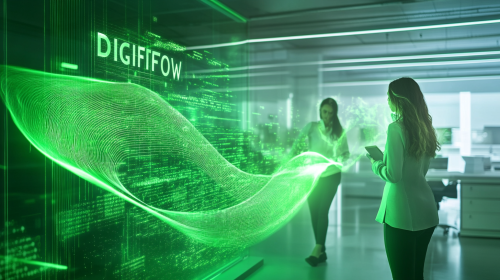 Two Women Connecting through DigiFlow Energy Wave Two Women Connecting through DigiFlow Energy Wave